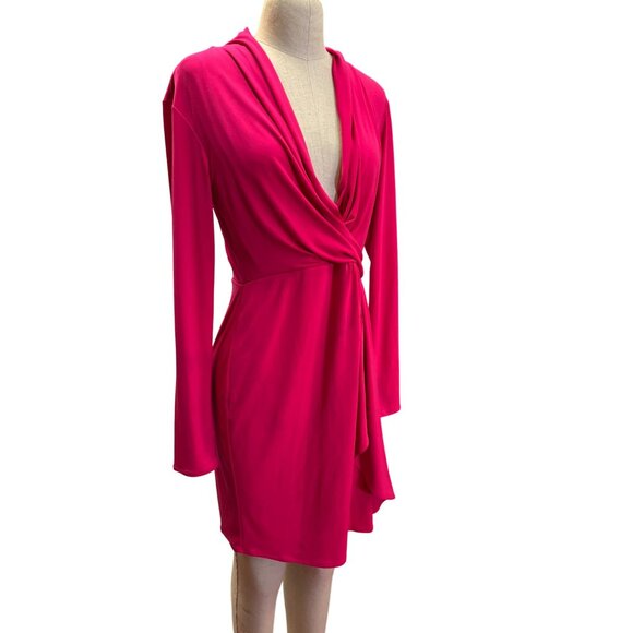 Victorias Secret Pink Long Sleeve Wrap Dress M Cocktail Party Homecoming Prom Su - Picture 2 of 9